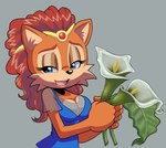 anthro breasts cleavage clothed clothing female flower mature_female plant solo fuckwolfamy archie_comics sega sonic_the_hedgehog_(archie) sonic_the_hedgehog_(comics) sonic_the_hedgehog_(series) alicia_acorn chipmunk ground_squirrel mammal rodent sciurid