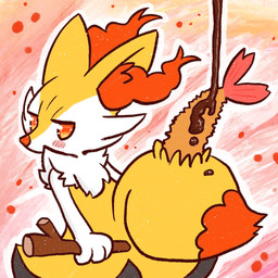ambiguous_anthro ambiguous_gender anthro biped blush food holding_object holding_stick looking_at_viewer looking_back looking_back_at_viewer narrowed_eyes object_in_tail outline rear_view shrimp_(food) snout solo soy_sauce standing stick tail three-quarter_view annyui0611 nintendo pokemon braixen canid generation_6_pokemon mammal pokemon_(species) 1:1 2022 digital_drawing_(artwork) digital_media_(artwork) half-length_portrait hi_res japanese_description portrait translated_description