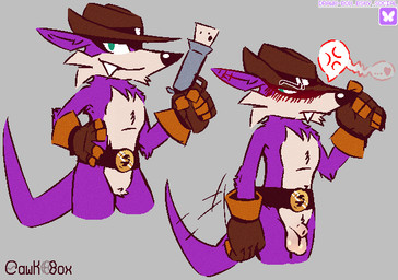 animal_genitalia annoyed anthro balls belt belt_buckle blush blush_lines buckle chest_tuft clothed clothing cork covering covering_eyes covering_face cowboy_hat embarrased_horny embarrassed embarrassed_horny fangs fur genitals gloves green_eyes handwear hat headgear headwear heart_symbol holding_object looking_at_viewer looking_away male nude pale_fur penis pop_gun purple_body purple_fur shadowed_eyes sheath simple_background smile solo tail tail_motion tailwag teeth tipping_hat toy toy_gun tuft weapon cawkbox conditional_dnp sega sonic_the_hedgehog_(series) fang_the_hunter dipodid jerboa mammal rodent 2025 digital_drawing_(artwork) digital_media_(artwork) signature sketch