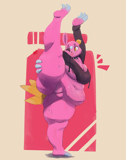 anthro belly big_belly big_breasts bodily_fluids breasts butt clothing female genitals looking_at_viewer nipples nude simple_background slightly_chubby smile solo tail thick_thighs tongue tongue_out vulva wide_hips red_breadd nintendo pokemon generation_2_pokemon humanoid pokemon_(species) shiny_pokemon sneasel digital_media_(artwork) hi_res