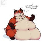 anthro barbell_piercing belly belly_grab belly_overhang big_belly blush bodily_fluids chubby_cheeks claws clothed clothing dialogue dipstick_tail flying_sweatdrops fur gesture half-closed_eyes hand_gesture love_handles male markings moobs morbidly_obese morbidly_obese_anthro morbidly_obese_male narrowed_eyes nipple_barbell nipple_piercing nipples obese obese_anthro obese_male open_mouth orange_body orange_fur overweight overweight_anthro overweight_male piercing simple_background solo stop_gesture sweat sweatdrop tail tail_markings text thick_thighs toe_claws topless white_background wide_hips bardo_en_krisis canid canine fox mammal hi_res spanish_text translation_check