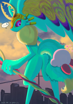 ambiguous_gender anthro antlers biped bodily_fluids chest_tuft city cloud cloudy_sky colored_nails countershade_torso countershading day detailed_background digitigrade dipstick_tail duo ellipsis fingernails fluffy fluffy_tail fur head_wings heart_symbol horn hug huge_wings hugging_another hugging_from_behind looking_at_another looking_back looking_back_at_another markings mouthless multicolored_body multicolored_eyes multicolored_fur nails neck_tuft orange_body orange_fur outside pink_body pink_eyes pupils purple_fingernails purple_nails purple_sclera rear_view red_body size_difference sky speech_bubble sweat sweatdrop tail tail_hug tail_markings tan_body tan_fur teal_body teal_eyes teal_fur three-quarter_view tuft unusual_wing_placement wings rn_(pixiv) kirby_(series) kirby_and_the_forgotten_land nintendo fecto_elfilis kirby alien chinchilla chinchillid mammal rodent starling_(kirby) waddling_head 2022 absurd_res dated digital_drawing_(artwork) digital_media_(artwork) full-length_portrait hi_res portrait signature