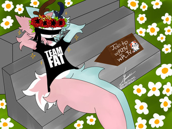 accessory anthro antlers blue_body blush candy cigarette clothing coffepancacke cotton_candy dessert eyeless flower flower_in_hair food hair hair_accessory horn legwear male pink_body plant scut_tail short_tail smoking smoking_cigarette solo tail thigh_highs voidlyvessel pixile_studios super_animal_royale deer mammal super_cotton_candy_deer_(sar) super_deer_(sar) 4:3 absurd_res hi_res