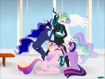 anthro anthrofied bath bathhouse breast_lick breast_play breasts cunnilingus female female/female genitals group group_sex horn indoor_nudity indoor_sex inside licking nude oral public public_nudity public_sex sex tongue tongue_out vaginal vulva wings fab3716 friendship_is_magic hasbro my_little_pony mythology princess_cadance_(mlp) princess_celestia_(mlp) princess_luna_(mlp) queen_chrysalis_(mlp) twilight_sparkle_(mlp) arthropod changeling_(mlp) equid equine horse mammal mythological_creature mythological_equine pony winged_unicorn hi_res indirect_incest_(lore) sibling_(lore) sister_(lore) sisters_(lore)
