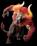 anthro bioluminescence clothed clothing feet fur glowing glowing_eyes glowing_horn horn humanoid_feet male partially_clothed plantigrade red_body red_fur solo unknown_artist european_mythology greek_mythology immortals_fenyx_rising mythology ubisoft bovid bovine mammal minotaur 4:5 alpha_channel