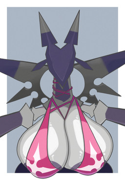 anthro areola areola_slip big_breasts bikini bikini_top bikini_top_only border bottomless bottomless_anthro bottomless_female breasts clothed clothed_anthro clothed_female clothing dipstick_horn dipstick_wings eyeless female female_anthro front_view glistening glistening_breasts grey_background grey_body grey_horn horn huge_breasts multicolored_body multicolored_horn nobody_(emblem) non-mammal_breasts noseless outside_border pink_clothing purple_areola purple_body purple_horn simple_background solo swimwear symbol_on_clothing topwear topwear_only two-piece_swimsuit two_tone_body two_tone_horn white_border wings nerobero0 kingdom_hearts mythology square_enix dragon dragoon_(kingdom_hearts) mythological_creature mythological_scalie nobody_(kingdom_hearts) scalie 2024 digital_drawing_(artwork) digital_media_(artwork) half-length_portrait hi_res portrait shaded