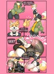 2_tails anthro balls begging big_balls big_penis bodily_fluids clothing cock_transformation color_change cum duo femboy forced forced_transformation foreskin genital_fluids genitals huge_balls huge_penis hyper hyper_balls hyper_genitalia hyper_penis identity_death instant_transformation maid_uniform male male/male multi_tail penis permanent tail text transformation uniform attikipp khloe_prower bovid canid canine caprine fox mammal sheep comic english_text hi_res