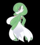 big_breasts breasts butt clothing dress female frown green_hair hair hand_on_butt huge_breasts looking_at_viewer looking_back not_furry red_eyes solo thick_thighs translucent translucent_clothing white_body kendalljt nintendo pokemon gardevoir generation_3_pokemon humanoid pokemon_(species) alpha_channel