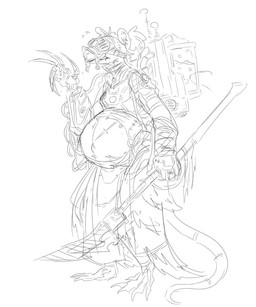 anthro belly big_belly female huge_belly mechanical_arm melee_weapon multi_nipple nipples overweight overweight_anthro overweight_female polearm pregnant simple_background solo spear weapon white_background grindaviking warhammer_(franchise) mammal rodent skaven 2019 5:6 hi_res monochrome sketch