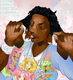 4_fingers anthro black_coded blue_clothing blue_shirt blue_t-shirt blue_topwear bracelet braided_hair brown_body brown_fur buckteeth chain_necklace clothed clothing cross detailed_background eyebrows eyes_closed fingers fur hair inverted_cross jewelry male necklace pink_background print_clothing print_topwear rapper shining_teeth shirt simple_background slatt solo t-shirt teeth text topwear analoguewoman playboi_carti lagomorph leporid mammal rabbit 2026 artist_name digital_drawing_(artwork) digital_media_(artwork) half-length_portrait portrait