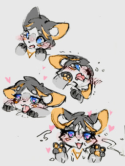 anthro blue_eyes blush bodily_fluids cum cum_on_face female genital_fluids heart_pupils heart_symbol liquid open_mouth solo tears tongue tongue_out young arisel_uwu pingan_bank anke canid canine fox mammal 3:4 absurd_res hi_res