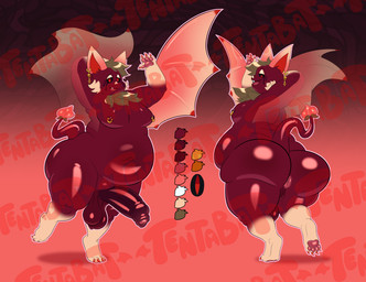 anthro balls belly big_belly big_butt butt ear_piercing foreskin genitals jewelry makeup male moobs nipple_piercing nipples penis piercing scrotum_flap solo tentabat bat mammal 2025 digital_media_(artwork) model_sheet