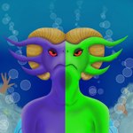 ambiguous_gender anthro green_body half-closed_eyes horn looking_at_viewer narrowed_eyes purple_body red_eyes simple_background solo under_sea michelle-buo mythology alebrije amphibian animal_humanoid axolotl bovid caprine cheloniid goat humanoid hybrid mammal marine marine_humanoid mole_salamander mythological_creature mythological_scalie reptile salamander scalie sea_turtle turtle 1:1 digital_drawing_(artwork) digital_media_(artwork) hi_res portrait three-quarter_portrait