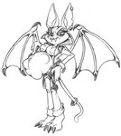 alternative_fashion angry anthro big_breasts breasts clothing female goth makeup panties paws pregnant slim_female solo thin_calves thin_legs thin_thighs underwear killboi activision crash_bandicoot_(series) catbat bat domestic_cat felid feline felis mammal hi_res monochrome