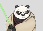 anthro black_body black_nose blush clothed clothing green_lightsaber kemono lightsaber male melee_weapon solo weapon white_body kassis_orange dreamworks kung_fu_panda star_wars master_po_ping bear giant_panda mammal 2020 hi_res