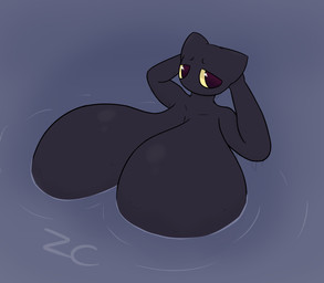 anthro big_breasts breasts female huge_breasts hyper hyper_breasts solo water wet wet_body zerocloak felid feline mammal absurd_res hi_res