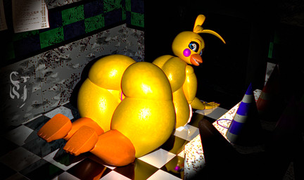 3_toes 4_fingers all_fours anthro anus anus_peek beak bib big_breasts big_butt blue_eyes breasts butt checkered checkered_floor clothing feet female fingers furniture glistening glistening_body hat headgear headwear huge_breasts huge_butt huge_thighs inside looking_back machine non-mammal_breasts on_ground open_mouth party_hat pink_clothing pink_thong pink_underwear puffy_anus reflective_floor solo surprised table thick_thighs thong toes underwear impaer_jaster mishuyuu_(modeler) five_nights_at_freddy's five_nights_at_freddy's_2 scottgames toy_chica_(fnaf) animatronic avian bird chicken galliform phasianid robot robot_anthro 2026 3d_(artwork) digital_media_(artwork) full-length_portrait hi_res portrait watermark