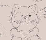 anthro arrow_sign blush clothed clothing flustered fur grey_background hoodie male simple_background solo standing topwear whiskers sushiamazing working_buddies! rufuta_hachitani domestic_cat felid feline felis mammal 2025 digital_media_(artwork) monochrome sketch