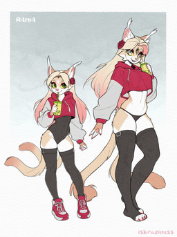 anthro biped breasts claws clothed clothed_anthro clothed_female clothing countershade_torso countershading feet female fingers front_view fur hair looking_at_viewer navel smile solo standing tail teeth toes tongue iskra domestic_cat felid feline felis mammal 2026 digital_drawing_(artwork) digital_media_(artwork) hi_res