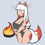 apron apron_only big_breasts bodily_fluids breasts cleavage clothed clothing cooking curvy_figure female fire mostly_nude nervous open_mouth pan solo sweat tears worried conditional_dnp quin-nsfw yuki_(quin-nsfw) animal_humanoid canid canid_humanoid canine canine_humanoid fox_humanoid humanoid mammal mammal_humanoid 1:1 digital_media_(artwork) hi_res