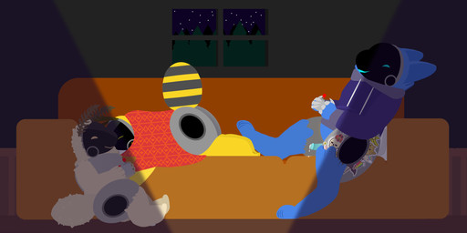 antennae_(anatomy) anthro arthropod_abdomen balls bedding blanket bodily_fluids bottomless casual_nudity clothed clothing controller cum female fluffy_balls furniture gaming genital_fluids genitals group hoodie hoodie_only machine male penis pillow precum pregnant pregnant_male sleeping sofa sticker stickers_on_body topwear topwear_only trio window tf2_demo_2004 honeypot_(tf2_demo_2004) mocha_(tf2_demo_2004) stickerboard_(tf2_demo_2004) arthropod bee hybrid hymenopteran insect lepidopteran moth protogen absurd_res hi_res