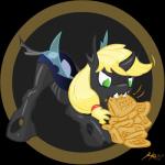 2014 applejack_(mlp) black_body blonde_hair changeling fangs female feral food friendship_is_magic green_eyes hair horn my_little_pony shinekolt solo wings
Rating: Safe
Score: 2
User: lemongrab
Date: March 09, 2014