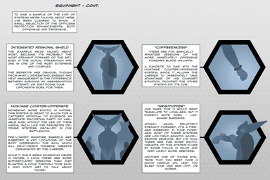 ambiguous_gender anthro big_ears cuffs_(object) defensive dialogue ears_flat explanation group long_ears offscreen_character silhouette silhouetted_body standing tactical technologies ipoke felid feline mammal si'itiae animated