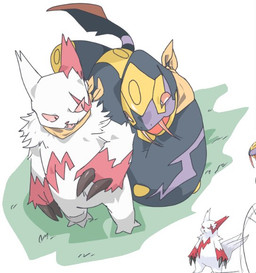 2_claws ambiguous_gender anthro biped black_body claws duo fangs feral fur grass happy kerchief kerchief_only looking_at_another markings mostly_nude neckerchief neckerchief_only neckwear open_mouth plant purple_markings red_body red_eyes red_fur red_markings reference_inset semi-anthro serpentine simple_background standing teeth white_background white_body white_fur yellow_kerchief yellow_markings yellow_neckerchief maenggyul98785 nintendo pokemon generation_3_pokemon mammal pokemon_(species) reptile scalie seviper snake zangoose digital_drawing_(artwork) digital_media_(artwork) korean_description reference_image shaded