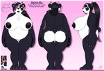 anthro areola big_breasts breasts female fur genitals hair huge_breasts lips nipples nude overweight simple_background solo standing tail text thick_thighs white_body white_fur wide_hips drxii bahm-bu bear giant_panda mammal ursine digital_media_(artwork) english_text hi_res model_sheet