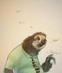 4_fingers anthro brown_body brown_fur claws clothed clothing dialogue dress_shirt fingers fur half-closed_eyes male narrowed_eyes necktie shirt simple_background smile solo text topwear white_background monoflax disney zootopia flash_slothmore mammal pilosan sloth three-toed_sloth xenarthran 2017 digital_drawing_(artwork) digital_media_(artwork) english_text hi_res