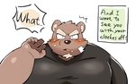 anthro blush brown_body brown_fur clothing fur kemono male overweight overweight_anthro overweight_male shirt simple_background solo text topwear white_background diru11 bear mammal 2020 english_text hi_res