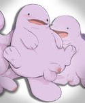 balls blush feral flaccid foreskin generation_2_pokemon genitals group hi_res humanoid_genitalia humanoid_penis looking_at_another looking_at_viewer male navi_(artist) nintendo paws penis pink_body pokemon pokemon_(species) quagsire shiny_pokemon simple_background slightly_chubby slightly_chubby_feral slightly_chubby_male smile tail trio white_background