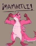 anthro barazoku humor joke male muscular muscular_anthro muscular_male pink_body solo zhibita cipactli_(character) dinosaur prehistoric_species reptile scalie spinosaurid spinosaurus theropod colored_sketch digital_media_(artwork) hi_res sketch