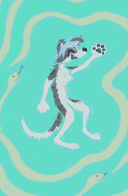 ambiguous_gender anthro black_nose blue_hair duo fur grey_body grey_fur hair happy male open_mouth open_smile paws smile solo demensa canid canine canis collie domestic_dog greyhound herding_dog hunting_dog mammal mixed_breed pastoral_dog reptile scalie sheepdog sighthound snake digital_media_(artwork) full-length_portrait hi_res pixel_(artwork) portrait