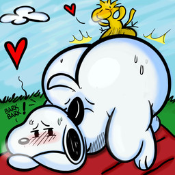 anal anal_penetration anthro anus ass_up balls barking big_balls big_butt big_penis blush bodily_fluids breathing_noises butt collar doggystyle duo from_behind_position fucked_silly fur gasping_for_air genitals heart_symbol huge_balls huge_butt huge_penis hyper hyper_balls hyper_genitalia hyper_penis larger_male larger_penetrated love male male/male nude overweight penetration penis sex size_difference smaller_male sweat sweaty_body sweaty_butt white_body white_fur yellow_body unknown_artist peanuts_(comic) snoopy woodstock_(peanuts) avian beagle bird canid canine canis domestic_dog hunting_dog mammal scent_hound 1:1 comic hi_res