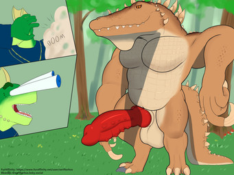 anthro balls belly big_balls big_muscles big_pecs big_penis blue_eyes brown_body brown_eyes brown_scales claws duo explosion eyes_popping_out finger_claws forest fungus genitals grass green_body green_scales huge_balls huge_muscles huge_pecs huge_penis hybrid_genitalia hybrid_penis hyper hyper_genitalia hyper_penis male musclegut muscular muscular_anthro muscular_male mushroom onomatopoeia pecs penis plant rock scales sound_effects spikes summoning tan_body tan_scales teeth text toe_claws tree seriftarkus microsoft the_elder_scrolls argonian daedroth scalie 4:3 comic digital_media_(artwork) hi_res url