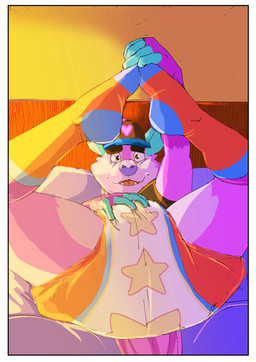 ageplay anthro bed biped border clean_diaper clothed clothing diaper fur furniture hat headgear headwear heart_symbol infantilism male on_bed open_mouth pink_body pink_fur purple_nose roleplay shirt solo topwear wearing_diaper wearing_hat white_border daire301 daire american_opossum mammal marsupial digital_media_(artwork) hi_res