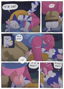 anthro balls blush bodily_fluids butt clothed clothing duo erection fur genital_fluids genitals kissing male male/male paws penis striped_body stripes tail tapering_penis text tongue tongue_out martindosent lynn_(martindosent) the_wizard_(martindosent) domestic_cat felid feline felis lizard mammal reptile scalie absurd_res comic digital_media_(artwork) english_text hi_res