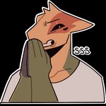 anthro hands_together hands_touching male multicolored_body solo teeth_showing telegram_sticker worried worried_face worried_look 000atanerriaper000 gemini_the_sergal 1:1 alpha_channel