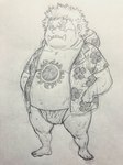 asian_clothing belly biped clothed clothing east_asian_clothing fundoshi japanese_clothing male moobs open_clothing open_shirt open_topwear overweight overweight_male shirt solo topwear underwear young emboss0320 one_piece jinbe fish-men_(one_piece) marine 2022 3:4 hi_res