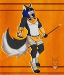 anthro clothing egyptian egyptian_clothing fluffy fluffy_tail male solo staff tail sirdoomwolf canid canine canis mammal wolf hi_res