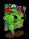 12_oz._mouse abstract_background adult_swim alpha_channel anthro artist_name black_clothing black_tail black_thong black_underwear boxing_gloves bulge cartoon_network clothing curvy_figure ear_piercing ear_ring eyelashes femboy fighting_pose fur glistening glistening_clothing glistening_thong glistening_underwear green_body green_fur handwear looking_at_viewer male mammal mouse mouse_fitzgerald murid murine on_one_leg piercing pose red_boxing_gloves red_clothing red_handwear rim_light ring_piercing rodent signature small_waist solo standing tail thatdawgmurray thick_thighs thong toony toony_expression underwear watermark whiskers wide_hips