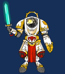 armor bottomwear clothing glowing glowing_eyes horn loincloth machine male melee_weapon power_armor power_sword solo sword terminator_armour weapon pauliusthemad warhammer_(franchise) warhammer_40000 emperor_of_mankind bovid caprine deity goat humanoid mammal alpha_channel hi_res