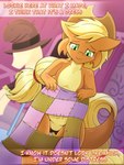 alternate_species anthro blonde_hair female green_eyes hair orange_body solo text vavacung friendship_is_magic hasbro my_little_pony applejack_(mlp) kobold scalie 3:4 english_text hi_res