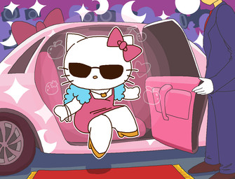 accessory anthro bow_(feature) bow_accessory bow_ribbon bracelet camera car clothing dress eyewear female food fruit hair_accessory hair_bow hair_ribbon inside_car inside_vehicle jewelry mitten_hands mouthless necklace plant ribbons solo sunglasses vehicle y2k_(fashion) minus8 hello_kitty_(series) sanrio hello_kitty_(character) domestic_cat felid feline felis mammal