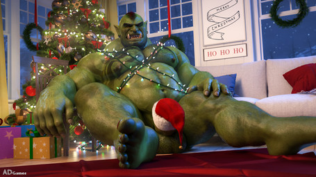 balls big_muscles chair chest_tattoo christmas_clothing christmas_decorations christmas_headwear christmas_lights christmas_ornament christmas_tree clothing detailed_background feet furniture genitals gift hat headgear headwear holidays inside looking_at_viewer male mohawk muscular muscular_male nipples not_furry overweight overweight_male penis pillow plant santa_hat sitting sitting_on_ground sofa soles solo tattoo toes tree window wreath ad-games christmas boruk_(ad-games) humanoid orc 16:9 3d_(artwork) digital_media_(artwork) hi_res widescreen