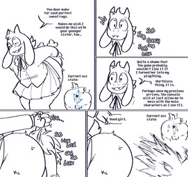 anal anthro antlers anus balls big_butt biped bottomwear butt clothed clothing cough crossdressing dialogue dirty_talk dominant dominant_male duo eyewear femboy fluffy forced forced_rimming genitals glasses good_girl hair horn kiss_mark kiss_mark_on_balls kiss_mark_on_butt looking_pleasured male oral pulling_hair rimming rimming_male school_uniform sex skirt sound_effects speech_bubble spread_anus spread_butt spreading text touching_hair uniform wearing_glasses wide_hips ti-ling deltarune doki_doki_literature_club! team_salvato undertale_(series) dess_holiday ralsei bovid caprine darkner deer mammal new_world_deer reindeer comic english_text