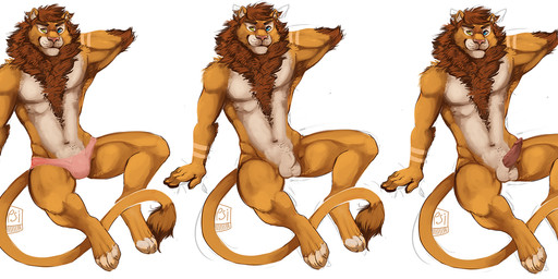 animal_genitalia animal_penis anthro arm_tuft athletic athletic_anthro athletic_male balls blue_eyes brown_hair bulge clothed clothing countershade_balls countershade_face countershade_genitalia countershade_torso countershading erection feline_genitalia feline_penis fully_sheathed fur genitals green_eyes hair hand_behind_head heterochromia looking_at_viewer male male_anthro mane nude nude_anthro nude_male panties panties_only penis pink_penis sheath simple_background sitting solo spread_legs spreading tail tan_body tan_fur topless topless_anthro topless_male tuft underwear underwear_only whisker_spots white_background yellow_body yellow_fur i-psilone felid lion mammal pantherine 2017 hi_res