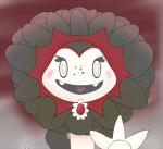 blush brooch eyelashes fangs female flower freckles grey_eyes heart_symbol not_furry open_mouth plant smile solo sunflower teeth fragmentcom electronic_arts garden_warfare plants_vs._zombies popcap_games vampire_sunflower elemental_creature flora_fauna flower_creature sunflower_(pvz) vampire