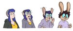 anthro base_one_layout basic_sequence blue_hair breasts brown_hair buckteeth clothing eyewear female flat_chested four_frame_image four_frame_sequence ftm_transformation gender_transformation glasses hair human_to_anthro linear_sequence male medium_breasts nerdification one_row_layout shocked small_breasts solo species_transformation teeth topwear transformation transformation_sequence prurientpie dwars human lagomorph leporid mammal rabbit sequence